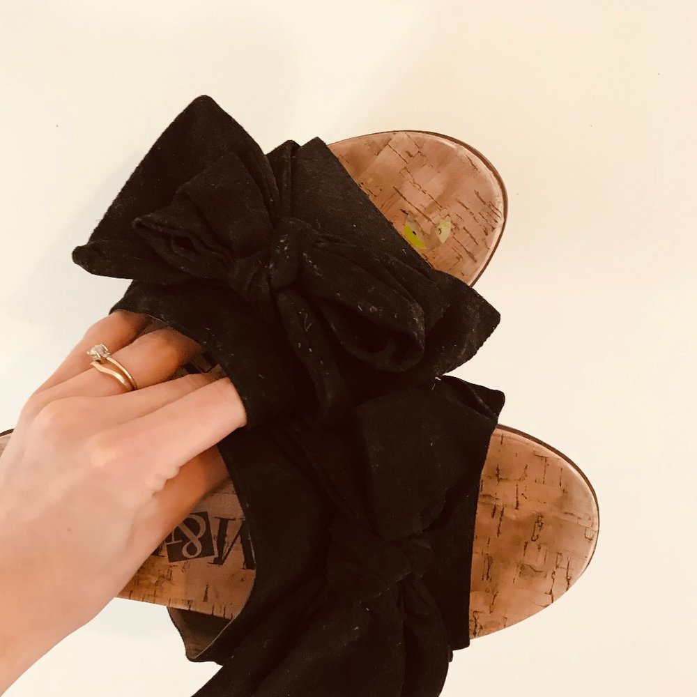 Sandals│ Black Bow Tie
